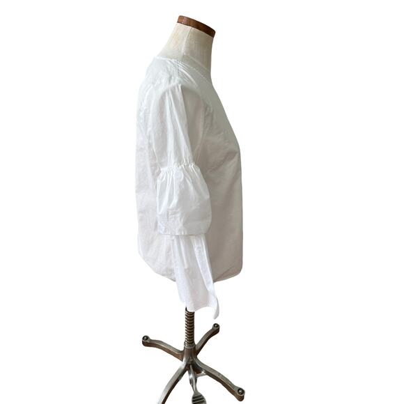 Madewell crisp white Poplin tiered sleeve blouse - Picture 3 of 6